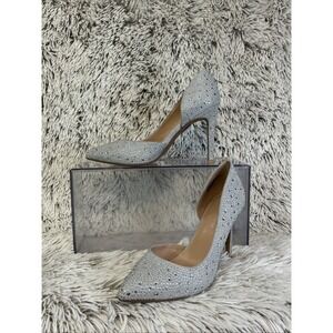 BCBG Generation‎ Silver Rhinestone Glitter D'orsay Stiletto Pointed Toe Sz 7.5